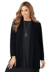 Jessica London Stretch Knit Open Front Knit Topper In Blue