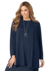 Jessica London Stretch Knit Open Front Knit Topper In Blue