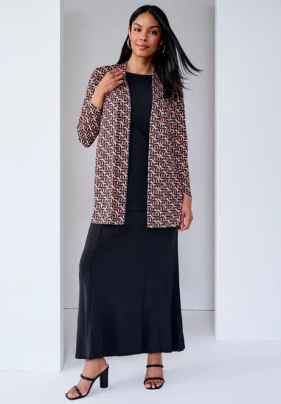 Jessica London Stretch Knit Open Front Knit Topper In Blue