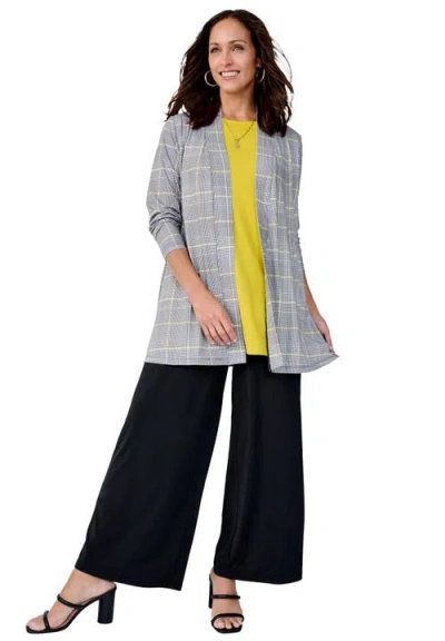 Jessica London Stretch Knit Open Front Knit Topper In Gray