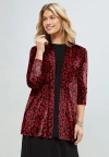 Jessica London Stretch Knit Open Front Knit Topper In Red