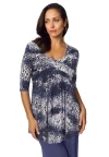 Jessica London Stretch Knit Pleated Tunic In Blue
