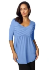 Jessica London Stretch Knit Pleated Tunic In Blue