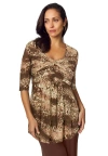 Jessica London Stretch Knit Pleated Tunic In Brown