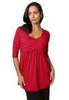 Jessica London Stretch Knit Pleated Tunic In Red