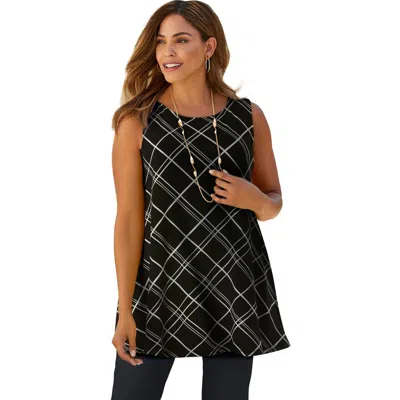 Jessica London Stretch Knit Sleeveless Swing Tunic In Black