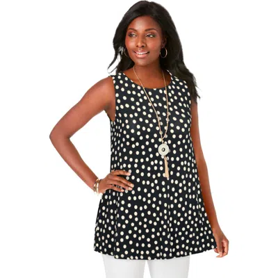 Jessica London Stretch Knit Sleeveless Swing Tunic In Black
