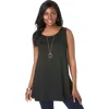 Jessica London Stretch Knit Sleeveless Swing Tunic In Black