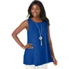 Jessica London Stretch Knit Sleeveless Swing Tunic In Blue