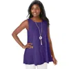 Jessica London Stretch Knit Sleeveless Swing Tunic In Blue
