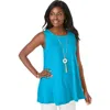 Jessica London Stretch Knit Sleeveless Swing Tunic In Blue