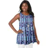 Jessica London Stretch Knit Sleeveless Swing Tunic In Blue