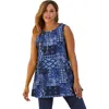 Jessica London Stretch Knit Sleeveless Swing Tunic In Blue
