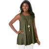 Jessica London Stretch Knit Sleeveless Swing Tunic In Green