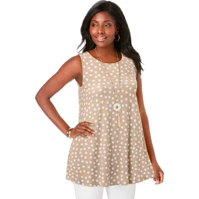 Jessica London Stretch Knit Sleeveless Swing Tunic In Pink