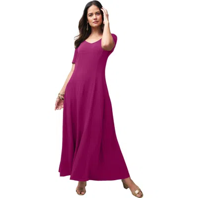 Jessica London Stretch Knit Sweetheart Maxi Dress In Pink