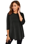 Jessica London Stretch Knit Swing Tunic In Black