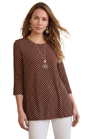 Jessica London Stretch Knit Swing Tunic In Brown