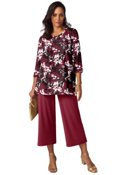 Jessica London Stretch Knit Swing Tunic In Multi