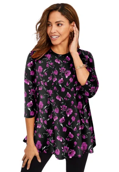 Jessica London Stretch Knit Swing Tunic In Multi