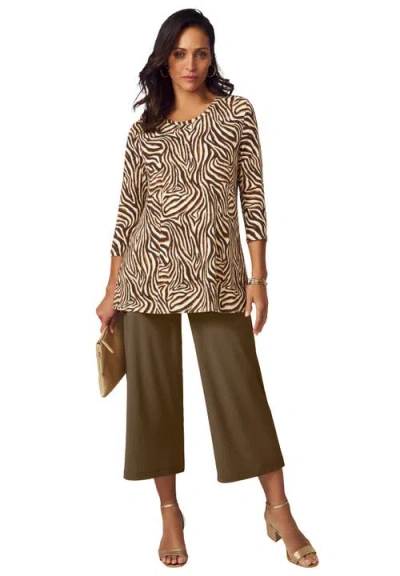 Jessica London Stretch Knit Swing Tunic In Multi