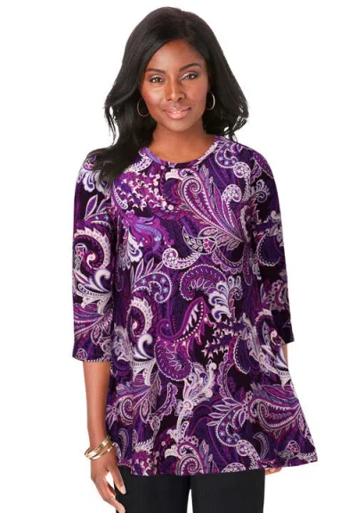 Jessica London Stretch Knit Swing Tunic In Purple