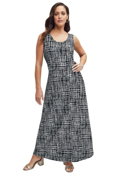 Jessica London Stretch Knit Tank Maxi Dress In Gray