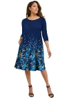 Jessica London Stretch Knit Three-quarter Sleeve T-shirt Dress In Blue