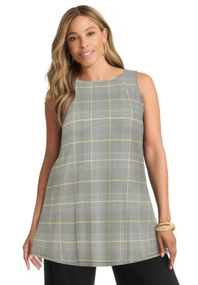 Jessica London Stretch Knit Tunic Tank In Gray