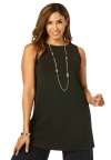 Jessica London Stretch Knit Tunic Tank In Black