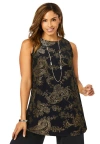 Jessica London Stretch Knit Tunic Tank In Black