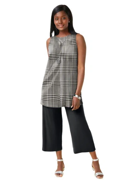 Jessica London Stretch Knit Tunic Tank In Black