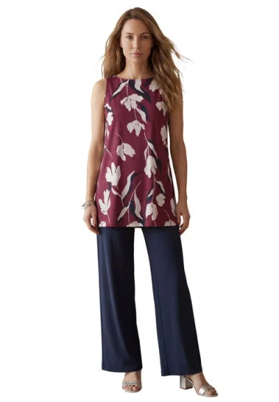 Jessica London Stretch Knit Tunic Tank In Blue