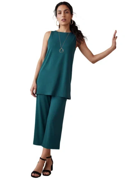 Jessica London Stretch Knit Tunic Tank In Blue