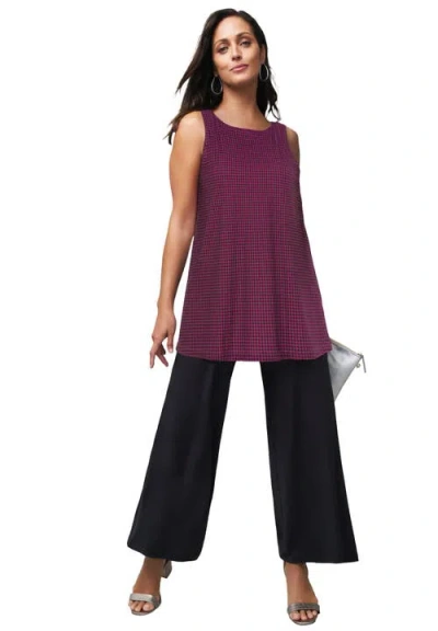 Jessica London Stretch Knit Tunic Tank In Brown