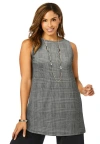Jessica London Stretch Knit Tunic Tank In Gray
