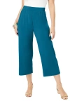 Jessica London Stretch Knit Wide Leg Crop Pant In Blue