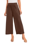 Jessica London Stretch Knit Wide Leg Crop Pant In Brown