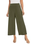 Jessica London Stretch Knit Wide Leg Crop Pant In Green