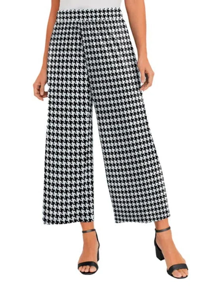 Jessica London Stretch Knit Wide Leg Crop Pant In Multi