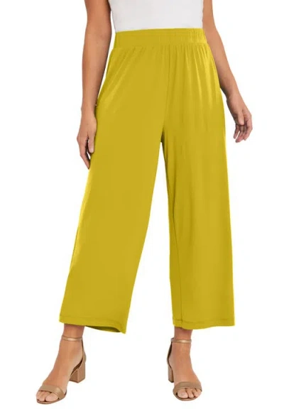 Jessica London Stretch Knit Wide Leg Crop Pant In Multi