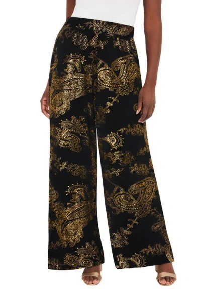 Jessica London Stretch Knit Wide Leg Pant In Multi