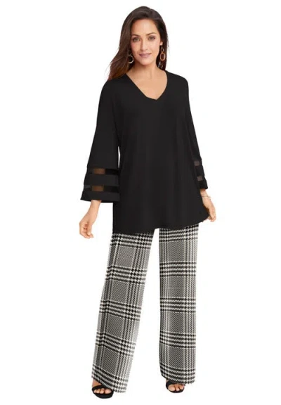 Jessica London Stretch Knit Wide Leg Pant In Multi