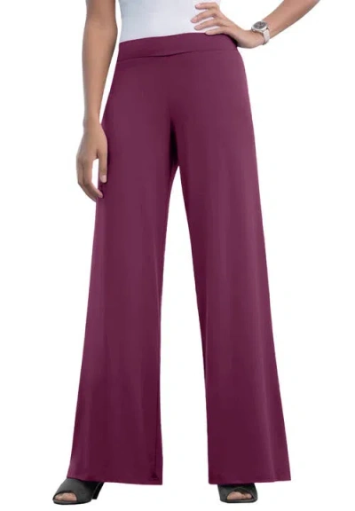 Jessica London Stretch Knit Wide Leg Pant In Purple