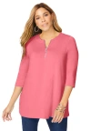 Jessica London Stretch Knit Zip Tunic In Pink
