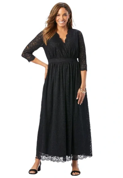 Jessica London Stretch Lace Maxi Dress In Black