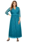Jessica London Stretch Lace Maxi Dress In Blue