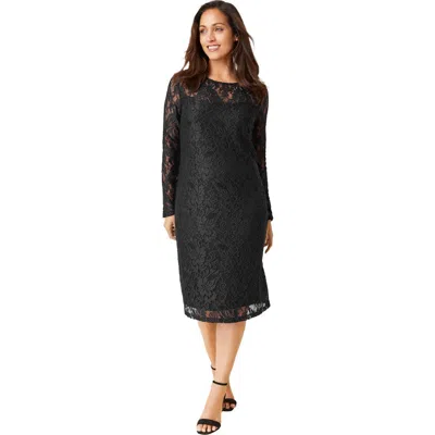 Jessica London Stretch Lace Shift Dress In Black