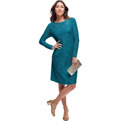 Jessica London Stretch Lace Shift Dress In Blue