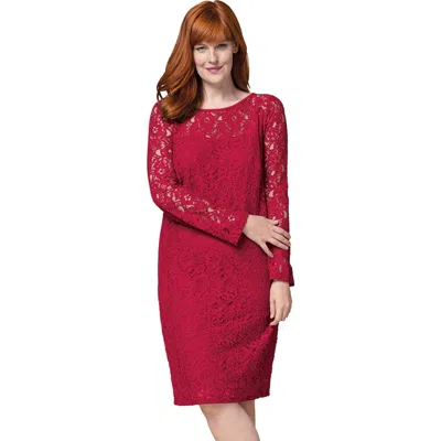 Jessica London Stretch Lace Shift Dress In Red